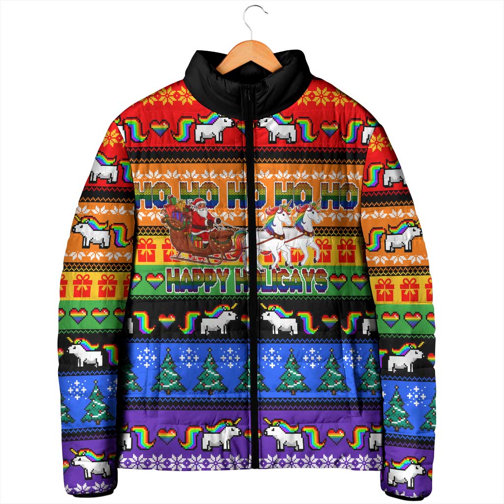 Happy Holigays Christmas Padded Jacket Xmas Holiday Patterns - Wonder Print Shop