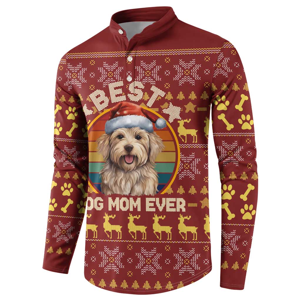 Havanese Best Dog Mom Christmas Button Sweatshirt Xmas Holiday Patterns - Wonder Print Shop
