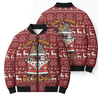 Hippie Car Santa Claus Christmas Bomber Puffer Jacket Xmas Holiday Patterns - Wonder Print Shop