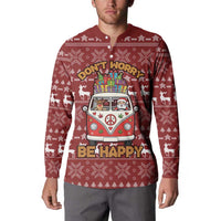 Hippie Car Santa Claus Christmas Button Sweatshirt Xmas Holiday Patterns - Wonder Print Shop