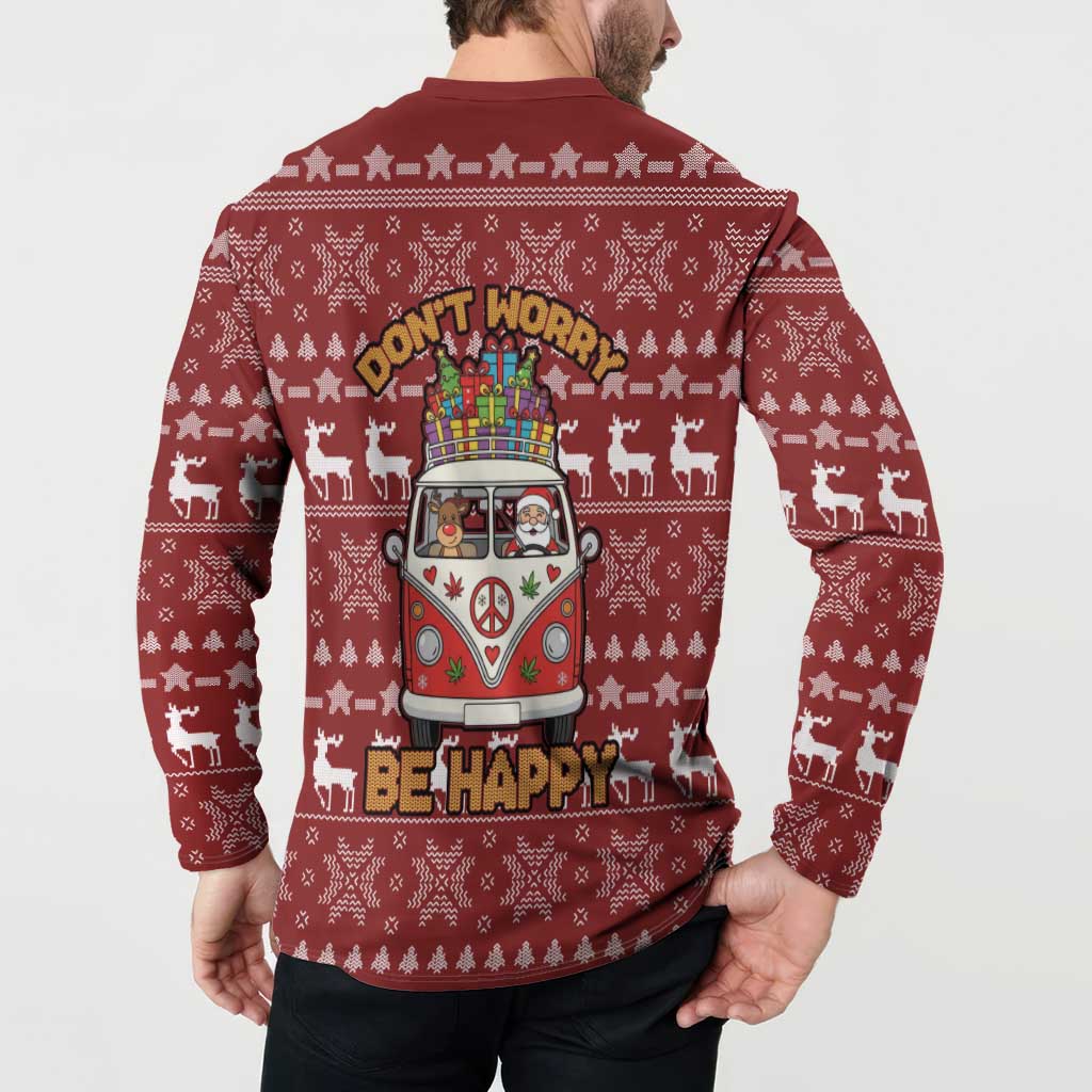 Hippie Car Santa Claus Christmas Button Sweatshirt Xmas Holiday Patterns - Wonder Print Shop