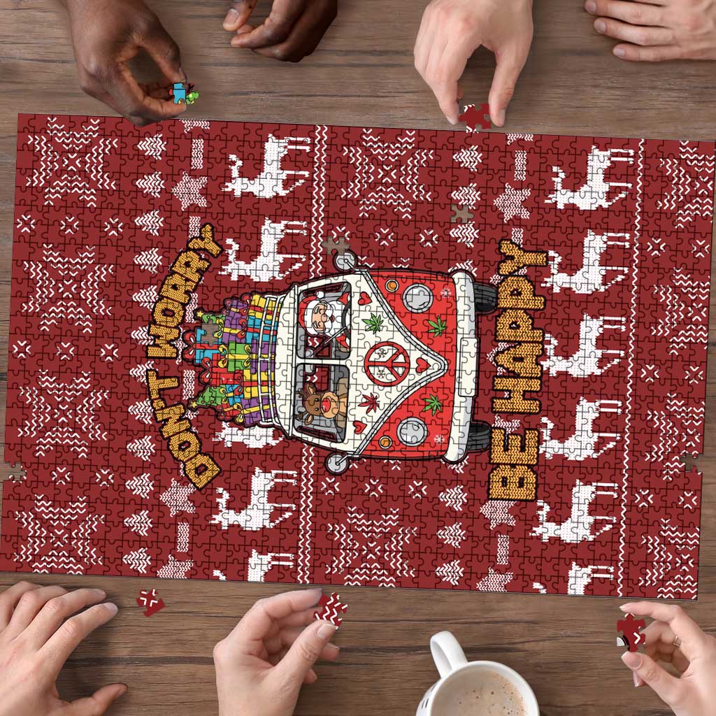 Hippie Car Santa Claus Christmas Puzzle Xmas Holiday Patterns - Wonder Print Shop