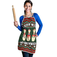 Christmas Bowling Rollin With My Snowmies Apron Xmas Holiday Patterns - Wonder Print Shop