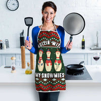 Christmas Bowling Rollin With My Snowmies Apron Xmas Holiday Patterns - Wonder Print Shop