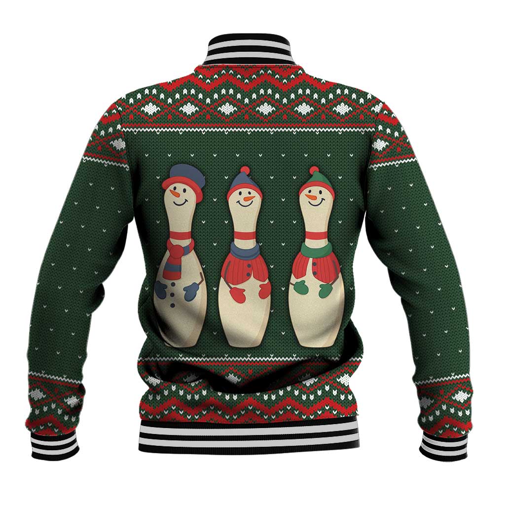 Christmas Bowling Rollin With My Snowmies Baseball Jacket Xmas Holiday Patterns - Wonder Print Shop