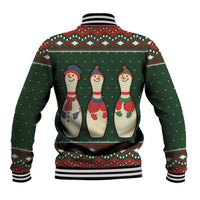 Christmas Bowling Rollin With My Snowmies Baseball Jacket Xmas Holiday Patterns - Wonder Print Shop