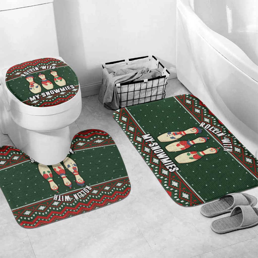 Christmas Bowling Rollin With My Snowmies Bathroom Set Xmas Holiday Patterns - Wonder Print Shop