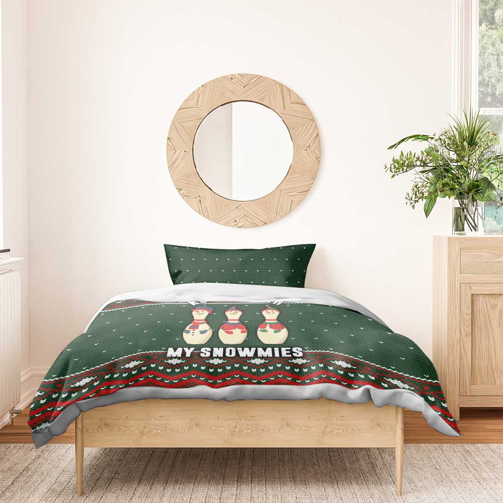 Christmas Bowling Rollin With My Snowmies Bedding Set Xmas Holiday Patterns - Wonder Print Shop