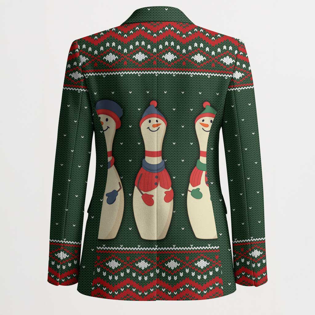 Christmas Bowling Rollin With My Snowmies Blazer Xmas Holiday Patterns - Wonder Print Shop