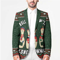 Christmas Bowling Rollin With My Snowmies Blazer Xmas Holiday Patterns - Wonder Print Shop
