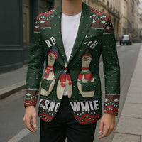 Christmas Bowling Rollin With My Snowmies Blazer Xmas Holiday Patterns - Wonder Print Shop
