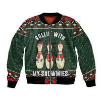 Christmas Bowling Rollin With My Snowmies Bomber Jacket Xmas Holiday Patterns - Wonder Print Shop