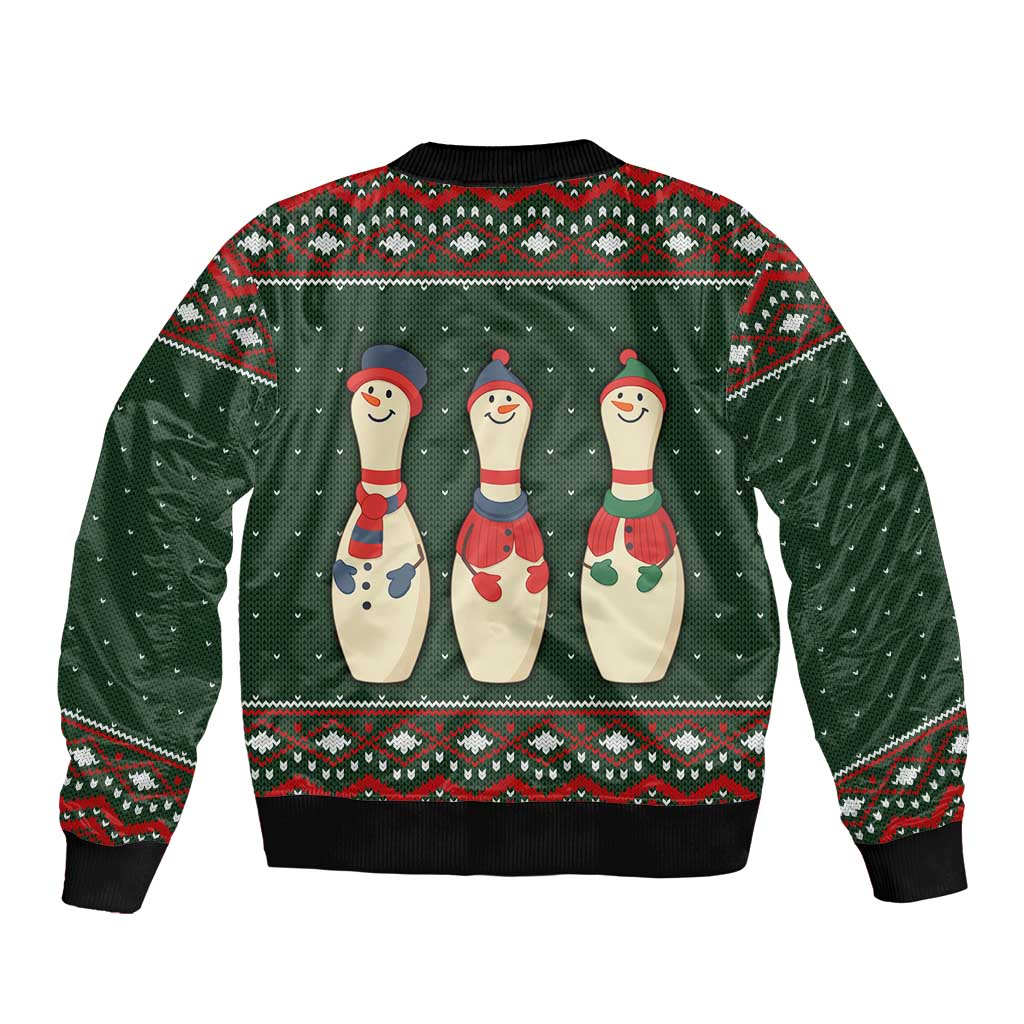 Christmas Bowling Rollin With My Snowmies Bomber Jacket Xmas Holiday Patterns - Wonder Print Shop