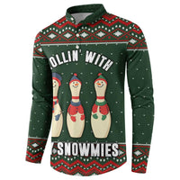 Christmas Bowling Rollin With My Snowmies Button Sweatshirt Xmas Holiday Patterns - Wonder Print Shop