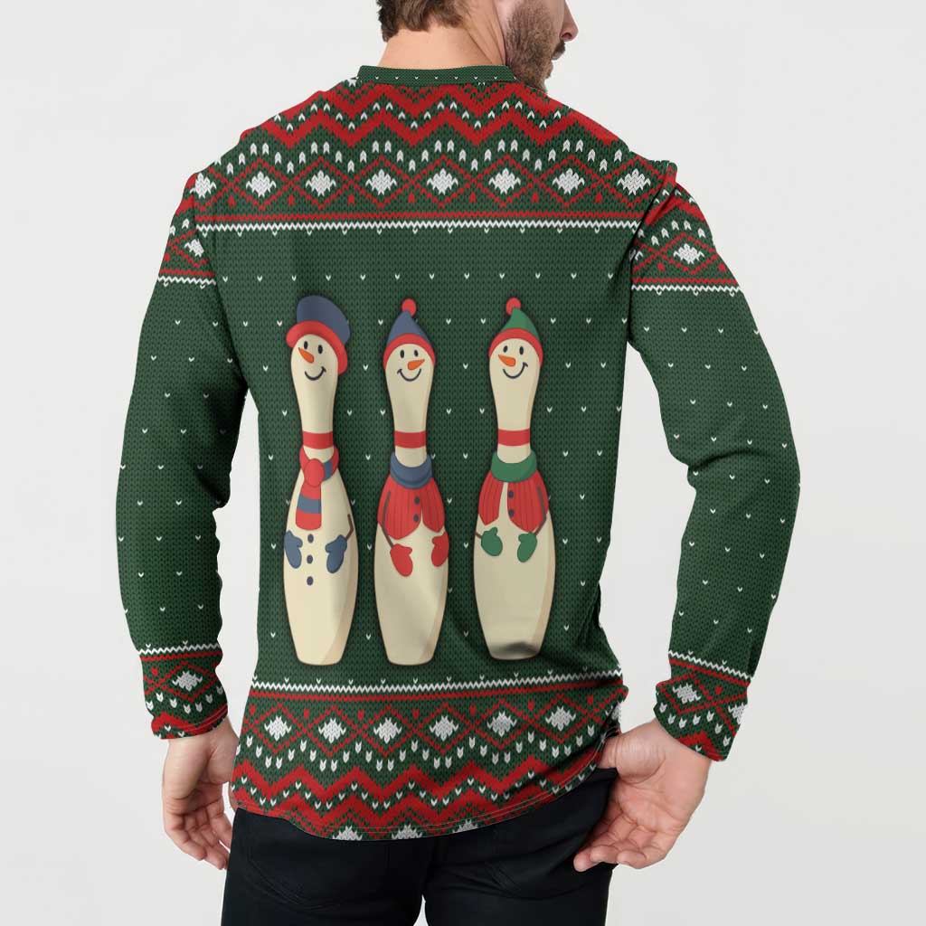 Christmas Bowling Rollin With My Snowmies Button Sweatshirt Xmas Holiday Patterns - Wonder Print Shop