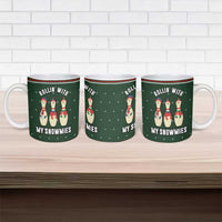 Christmas Bowling Rollin With My Snowmies Ceramic Mug Xmas Holiday Patterns - Wonder Print Shop