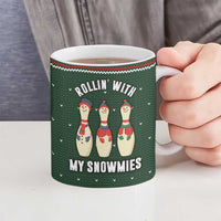 Christmas Bowling Rollin With My Snowmies Ceramic Mug Xmas Holiday Patterns - Wonder Print Shop