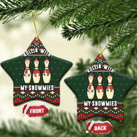 Christmas Bowling Rollin With My Snowmies Ceramic Ornament Xmas Holiday Patterns - Wonder Print Shop