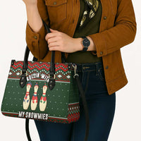 Christmas Bowling Rollin With My Snowmies Leather Bag Xmas Holiday Patterns - Wonder Print Shop