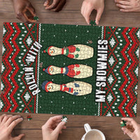 Christmas Bowling Rollin With My Snowmies Puzzle Xmas Holiday Patterns - Wonder Print Shop