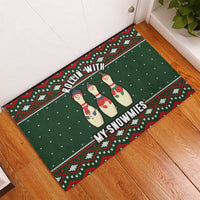 Christmas Bowling Rollin With My Snowmies Rubber Doormat Xmas Holiday Patterns - Wonder Print Shop