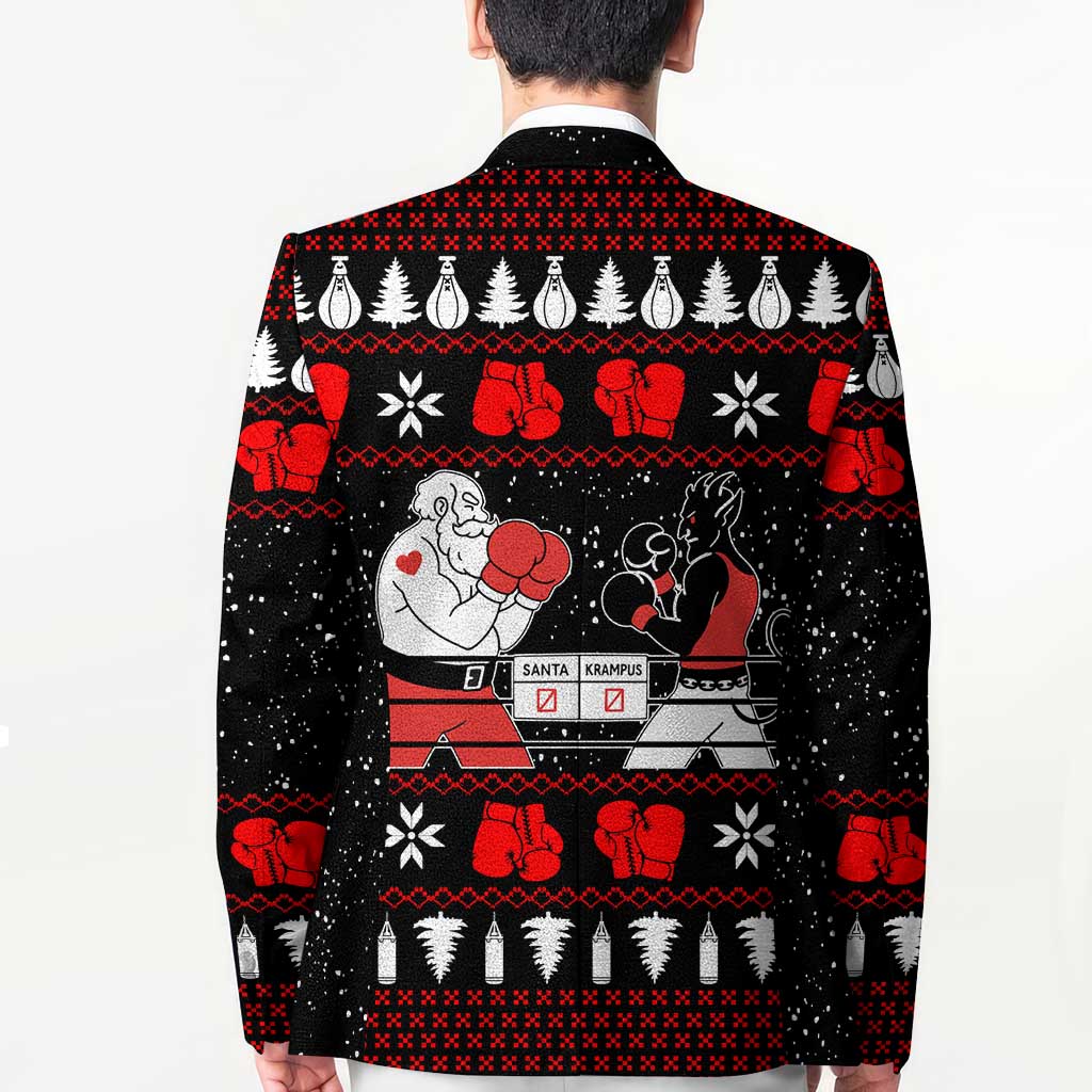 Christmas Boxing Santa And Krampus Blazer Xmas Holiday Patterns - Wonder Print Shop