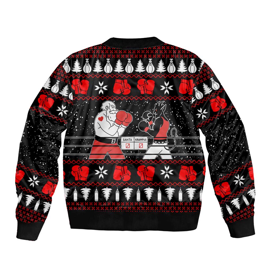 Christmas Boxing Santa And Krampus Bomber Jacket Xmas Holiday Patterns - Wonder Print Shop