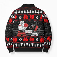 Christmas Boxing Santa And Krampus Bomber Puffer Jacket Xmas Holiday Patterns - Wonder Print Shop