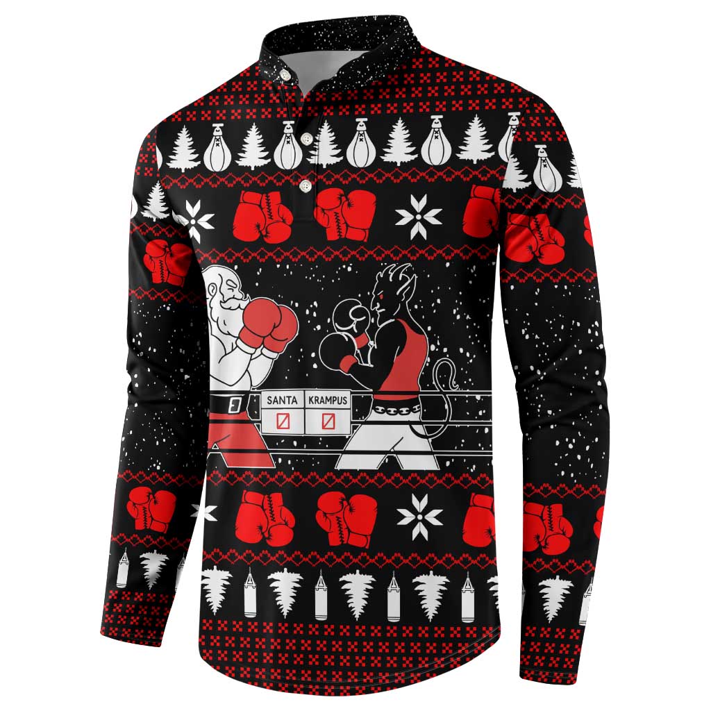 Christmas Boxing Santa And Krampus Button Sweatshirt Xmas Holiday Patterns - Wonder Print Shop