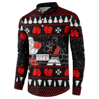 Christmas Boxing Santa And Krampus Button Sweatshirt Xmas Holiday Patterns - Wonder Print Shop