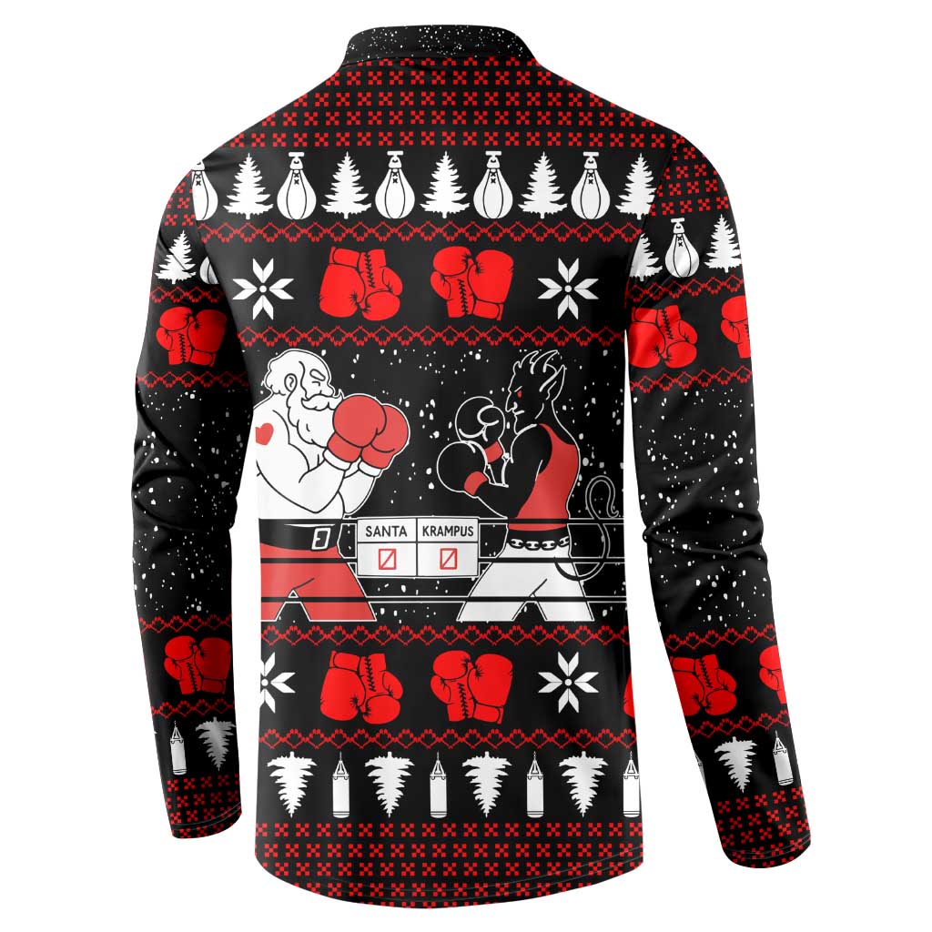 Christmas Boxing Santa And Krampus Button Sweatshirt Xmas Holiday Patterns - Wonder Print Shop