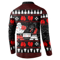 Christmas Boxing Santa And Krampus Button Sweatshirt Xmas Holiday Patterns - Wonder Print Shop