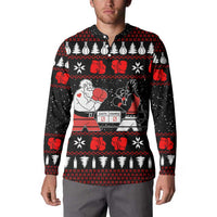 Christmas Boxing Santa And Krampus Button Sweatshirt Xmas Holiday Patterns - Wonder Print Shop