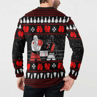 Christmas Boxing Santa And Krampus Button Sweatshirt Xmas Holiday Patterns - Wonder Print Shop