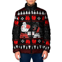 Christmas Boxing Santa And Krampus Padded Jacket Xmas Holiday Patterns - Wonder Print Shop