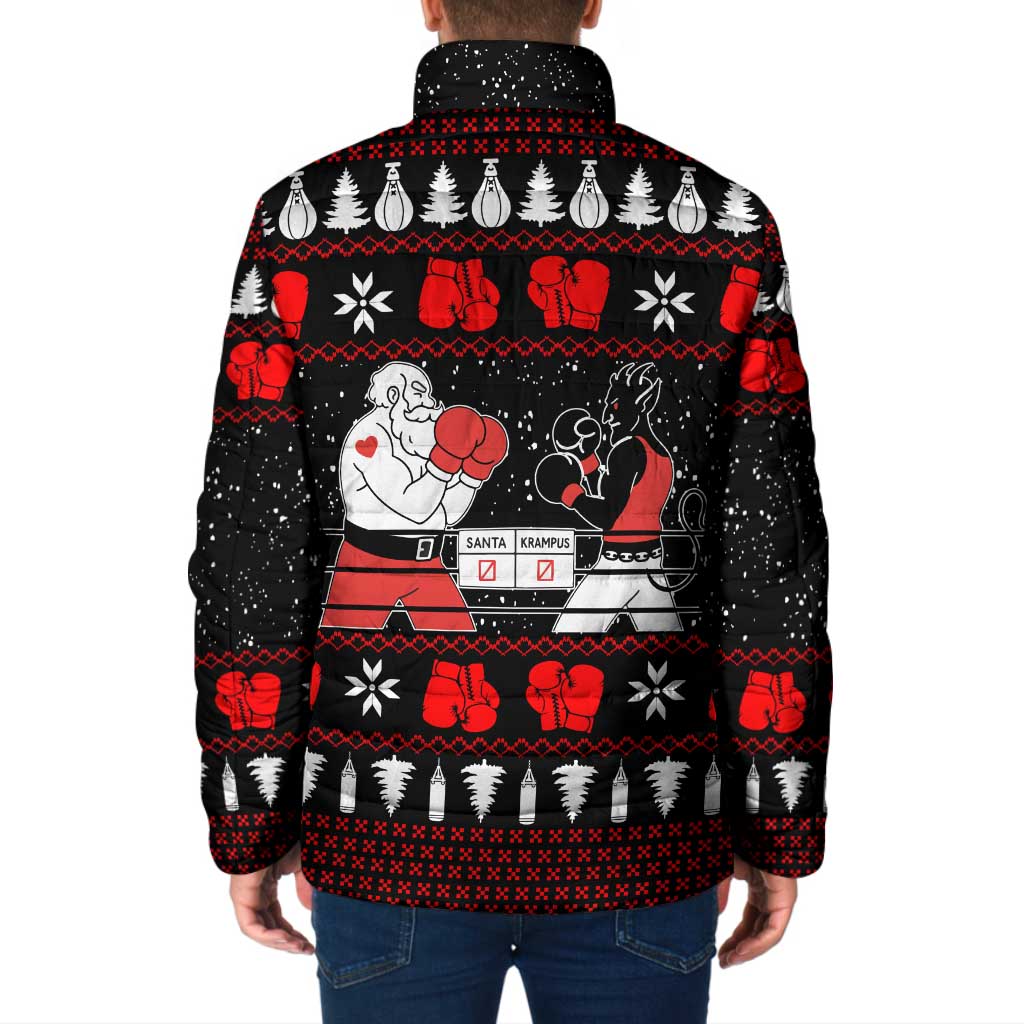 Christmas Boxing Santa And Krampus Padded Jacket Xmas Holiday Patterns - Wonder Print Shop