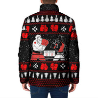 Christmas Boxing Santa And Krampus Padded Jacket Xmas Holiday Patterns - Wonder Print Shop