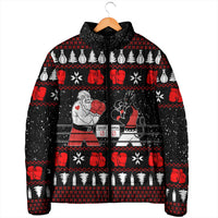 Christmas Boxing Santa And Krampus Padded Jacket Xmas Holiday Patterns - Wonder Print Shop