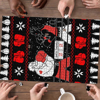 Christmas Boxing Santa And Krampus Puzzle Xmas Holiday Patterns - Wonder Print Shop