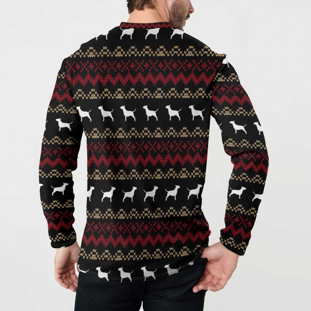 Christmas Bull Dog Terrier Button Sweatshirt Xmas Holiday Patterns - Wonder Print Shop