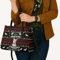 Christmas Bull Dog Terrier Leather Bag Xmas Holiday Patterns - Wonder Print Shop