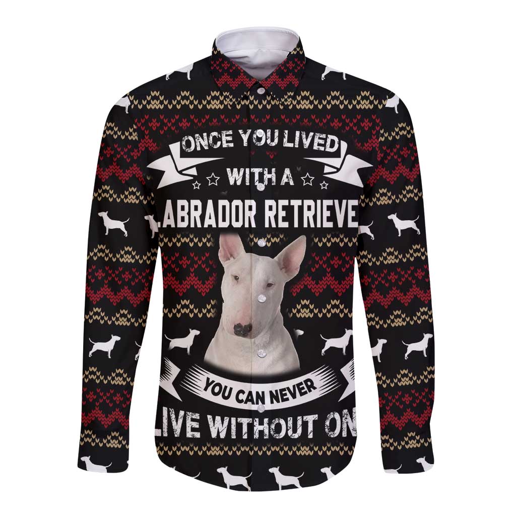 Christmas Bull Dog Terrier Long Sleeve Button Shirt Xmas Holiday Patterns - Wonder Print Shop