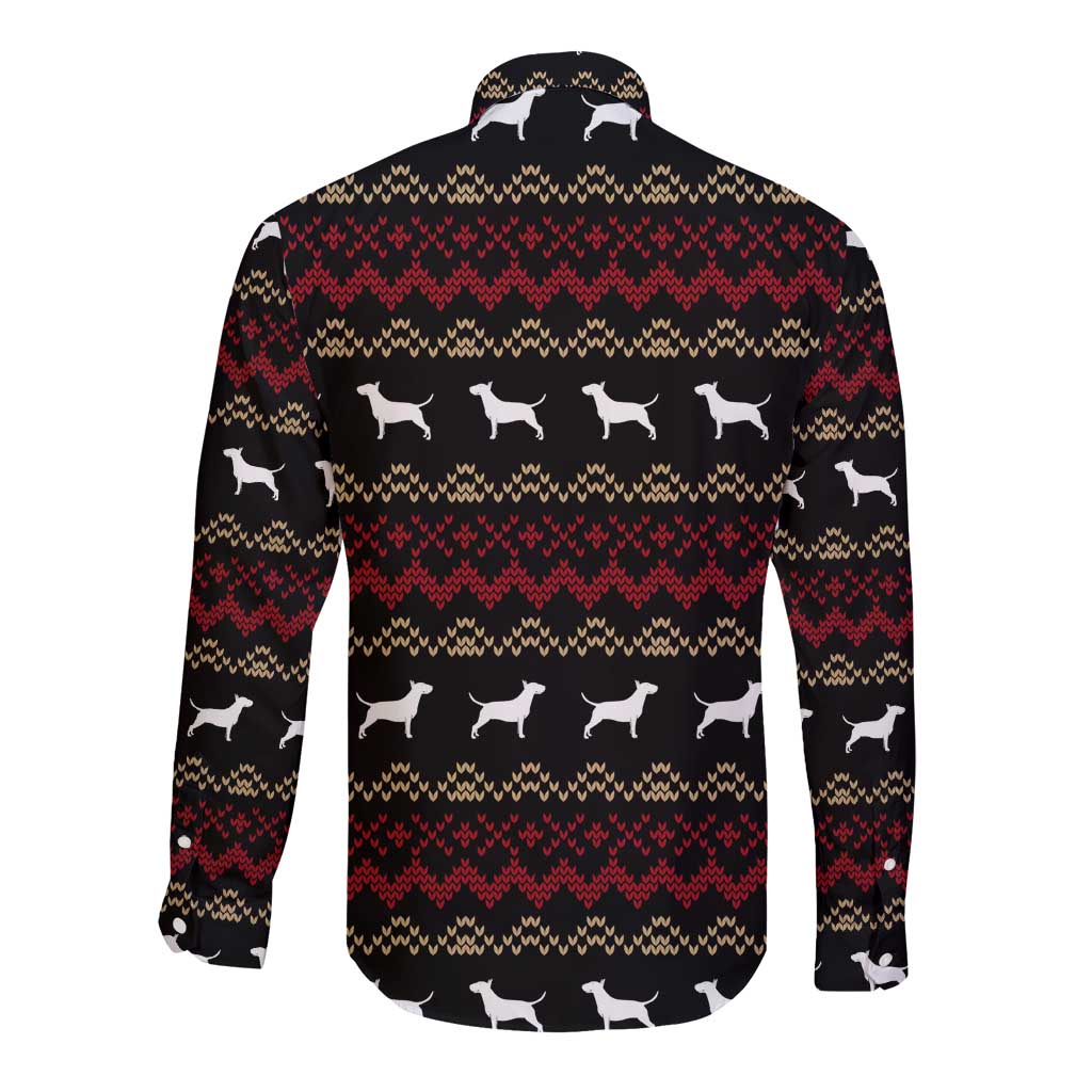Christmas Bull Dog Terrier Long Sleeve Button Shirt Xmas Holiday Patterns - Wonder Print Shop