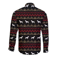 Christmas Bull Dog Terrier Long Sleeve Button Shirt Xmas Holiday Patterns - Wonder Print Shop
