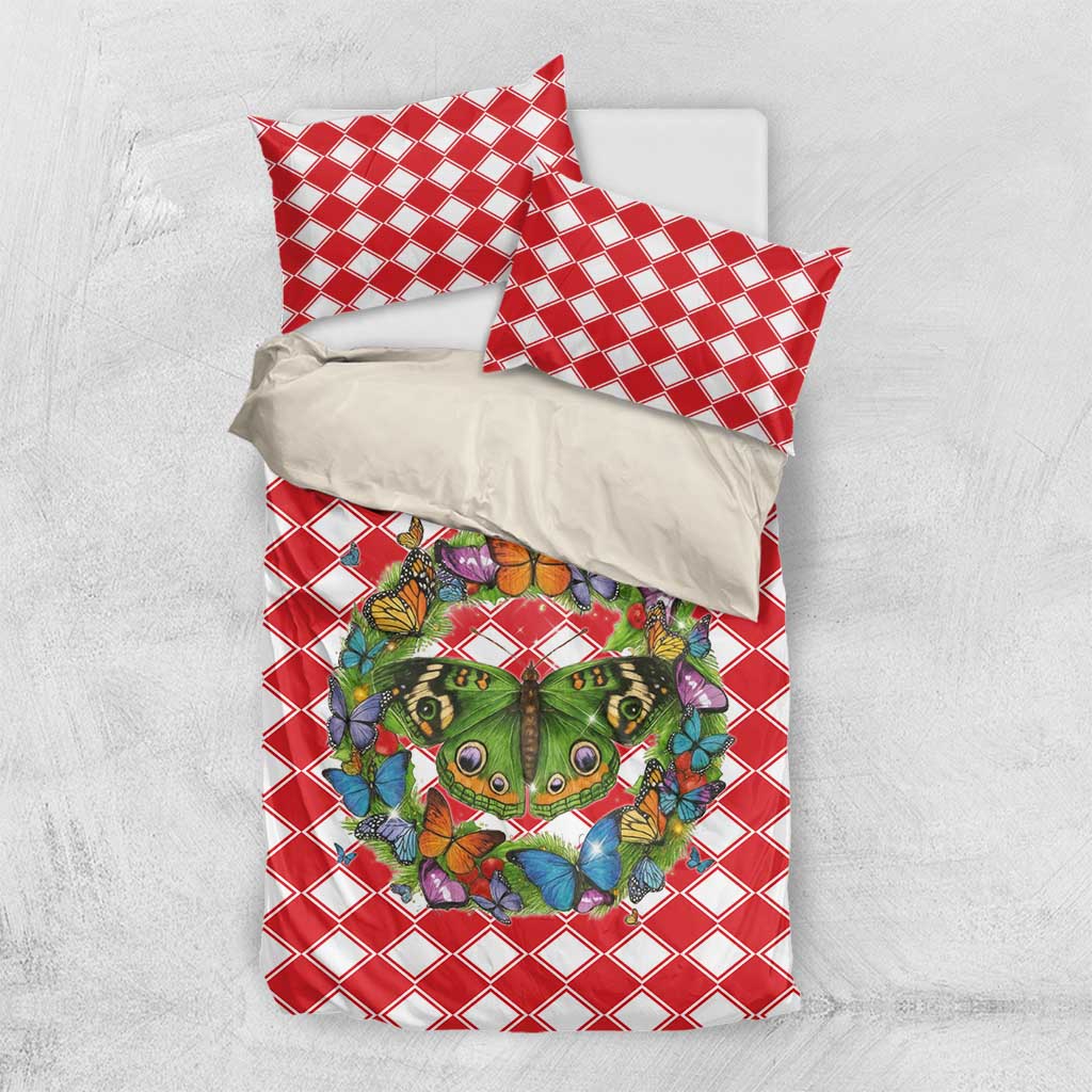 Christmas Butterfly Wreath Bedding Set Xmas Holiday Patterns - Wonder Print Shop