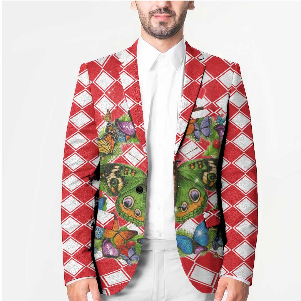 Christmas Butterfly Wreath Blazer Xmas Holiday Patterns - Wonder Print Shop