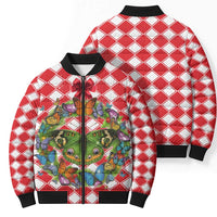 Christmas Butterfly Wreath Bomber Puffer Jacket Xmas Holiday Patterns - Wonder Print Shop