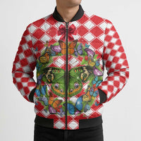 Christmas Butterfly Wreath Bomber Puffer Jacket Xmas Holiday Patterns - Wonder Print Shop