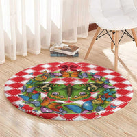 Christmas Butterfly Wreath Round Carpet Xmas Holiday Patterns - Wonder Print Shop