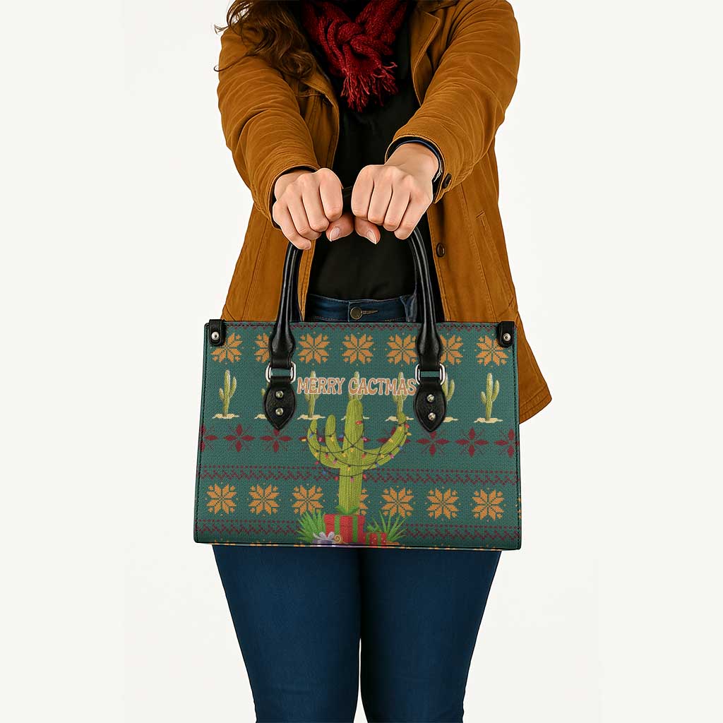 Cactus Gifts Christmas Leather Bag Xmas Holiday Patterns - Wonder Print Shop